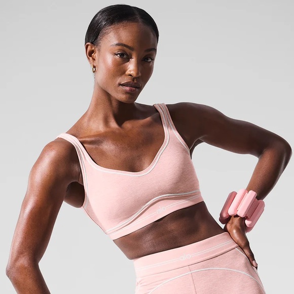 Alo Pink Quartz Alosoft Heart Throb Bra - Picture 1 of 4